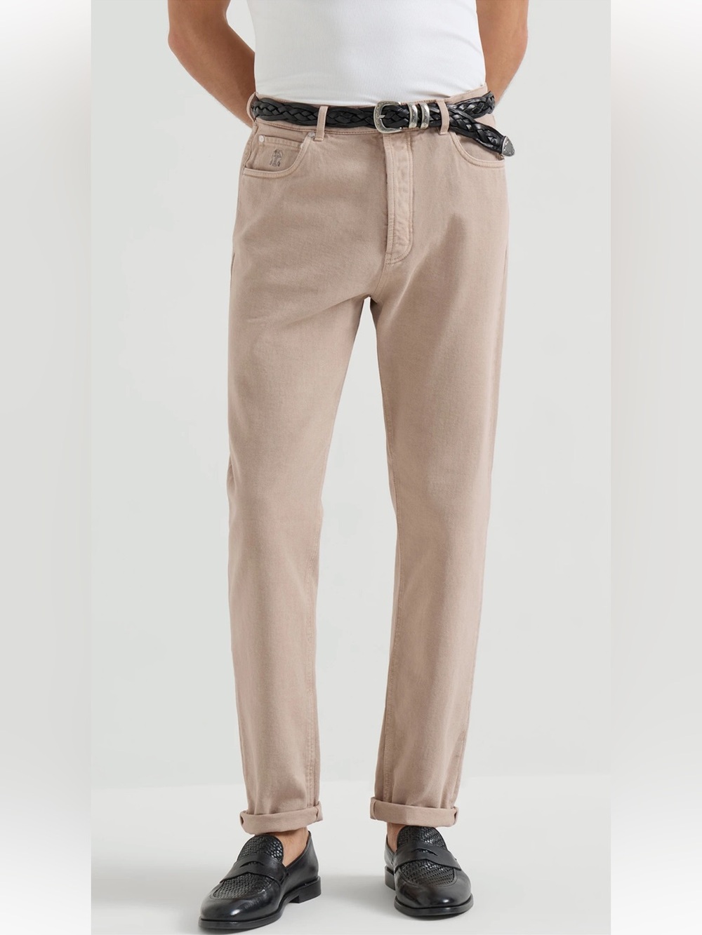 Brunello Cucinelli Sand-Pink Men’s Denim Trousers Jeans, 52, US L (35-36”)